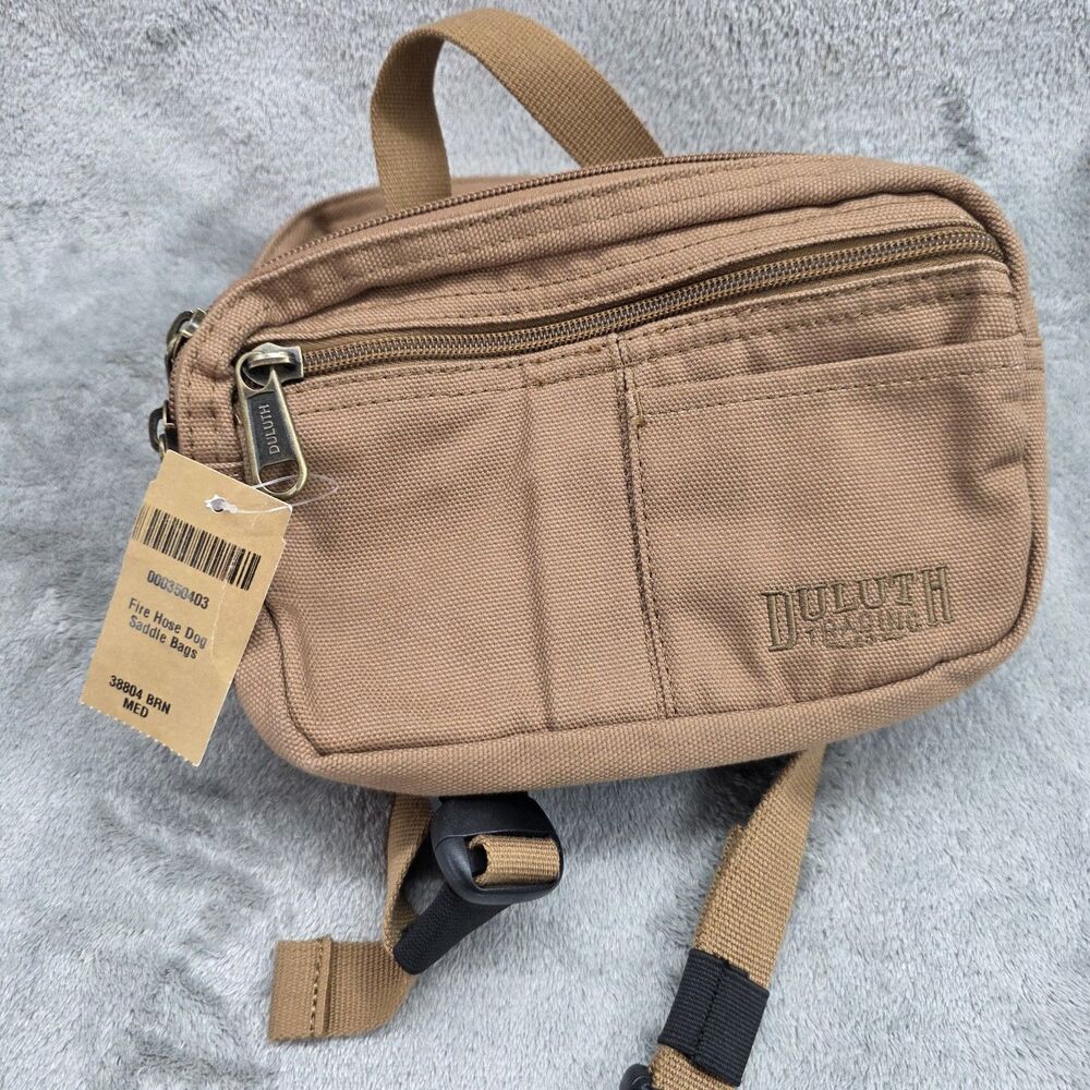 Duluth Trading Company Fire Hose Dog Saddle Bags Harness Brown/Tan Size Medium